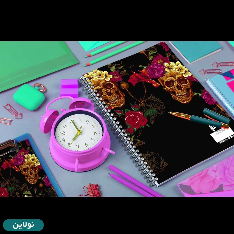 قیمت و خرید دفتر برنامه ریزی مدل پلنر روزانه طرح جمجمه  و گل مستر راد کد 1875 | نولاین