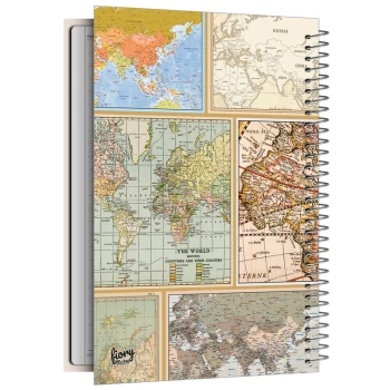 دفتر مشق 100 برگ سیمی جلد سخت طرح نقشه جهان World Map مستر راد کد 2415 | نولاین