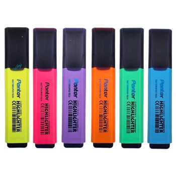 ماژیک هایلایتر مدل علامت زن پنتر بسته 6 عددی سری فلورسنت کد CH-511 | نولاین