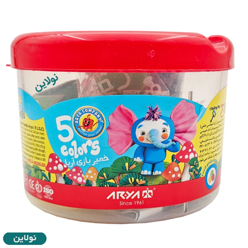 قیمت و خرید خمیر بازی سطلی 5 رنگ ابزار دار آریا کد 1062 | نولاین