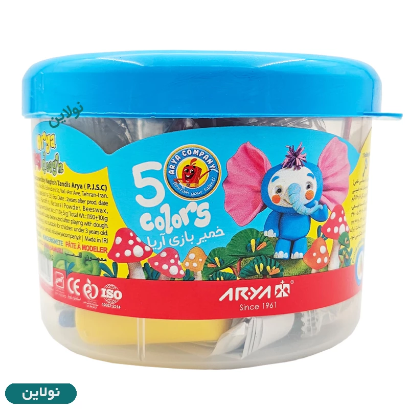 قیمت و خرید خمیر بازی سطلی 5 رنگ ابزار دار آریا کد 1062 | نولاین