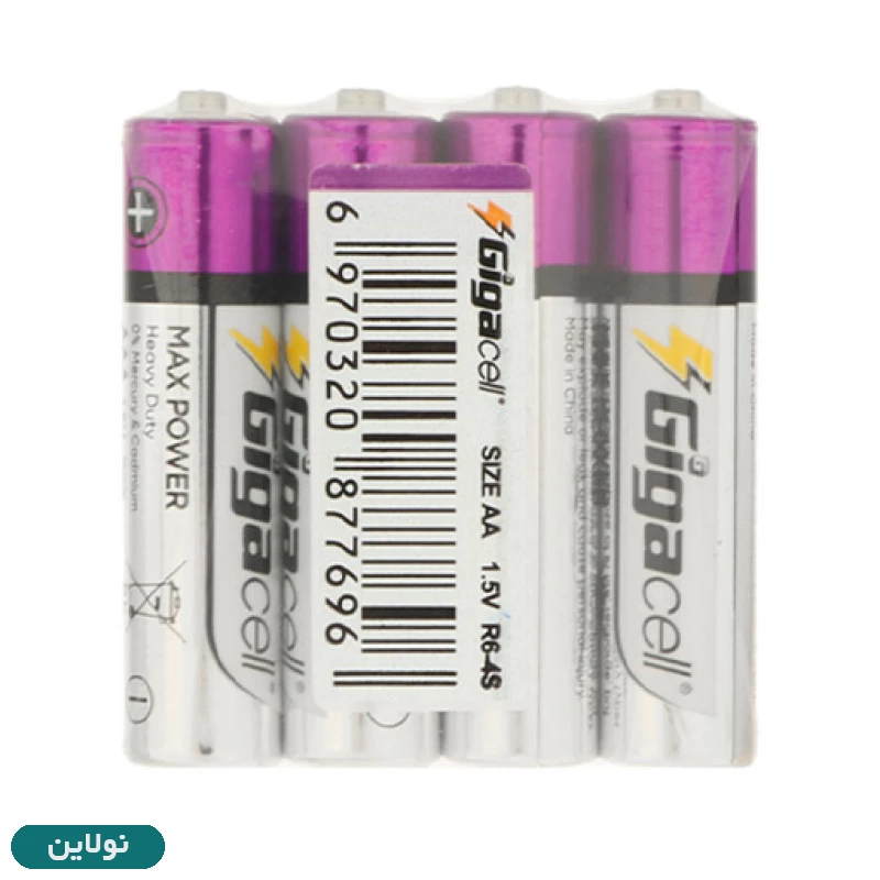 قیمت و خرید باتری قلم گیگاسل بسته 4 عددی مدل شیرینگ Max Power Heavy Duty AA | نولاین