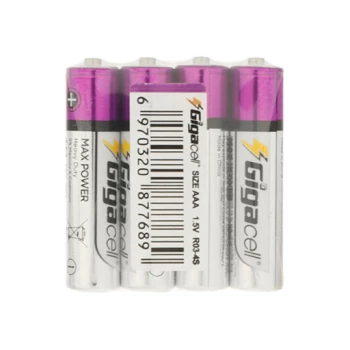 باتری نیم قلم گیگاسل بسته 4 عددی مدل شیرینگ Max Power Heavy Duty AAA | نولاین