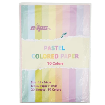 مقوا رنگی روغنی 10 رنگ پاستلی کلیپس بسته 20 عددی سایز B4 | نولاین