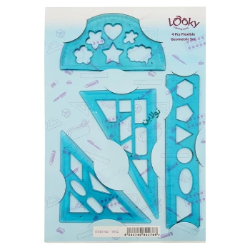 ست خط کش گونیا و نقاله ژله ای لوکی بسته 4 عددی | نولاین