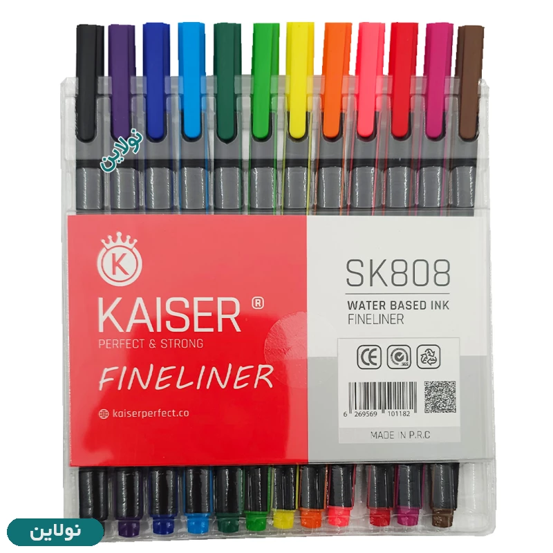 قیمت و خرید روان نویس نوک نمدی 12 رنگ کایزر ضخامت 0.4 میلی متری کد Sk808 | نولاین