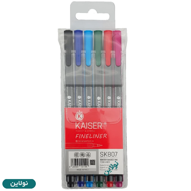 قیمت و خرید روان نویس نوک نمدی 6 رنگ کایزر ضخامت 0.4 میلی متری کد Sk807 | نولاین