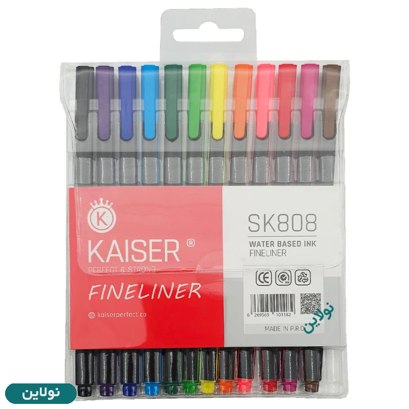قیمت و خرید روان نویس نوک نمدی 12 رنگ کایزر ضخامت 0.4 میلی متری کد Sk808 | نولاین