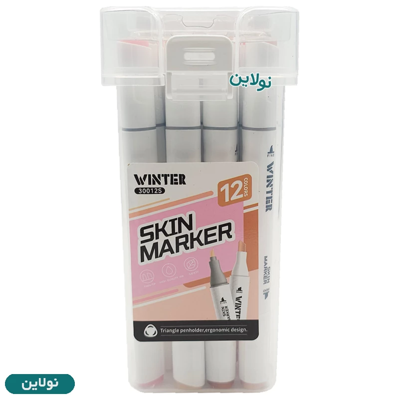 قیمت و خرید ماژیک طراحی مدل مارکر راندو 2 سر 12 رنگ طیف پوست وینتر کد 30012S | نولاین