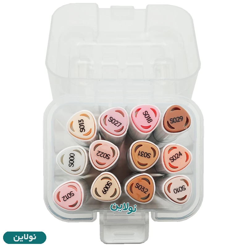 قیمت و خرید ماژیک طراحی مدل مارکر راندو 2 سر 12 رنگ طیف پوست وینتر کد 30012S | نولاین