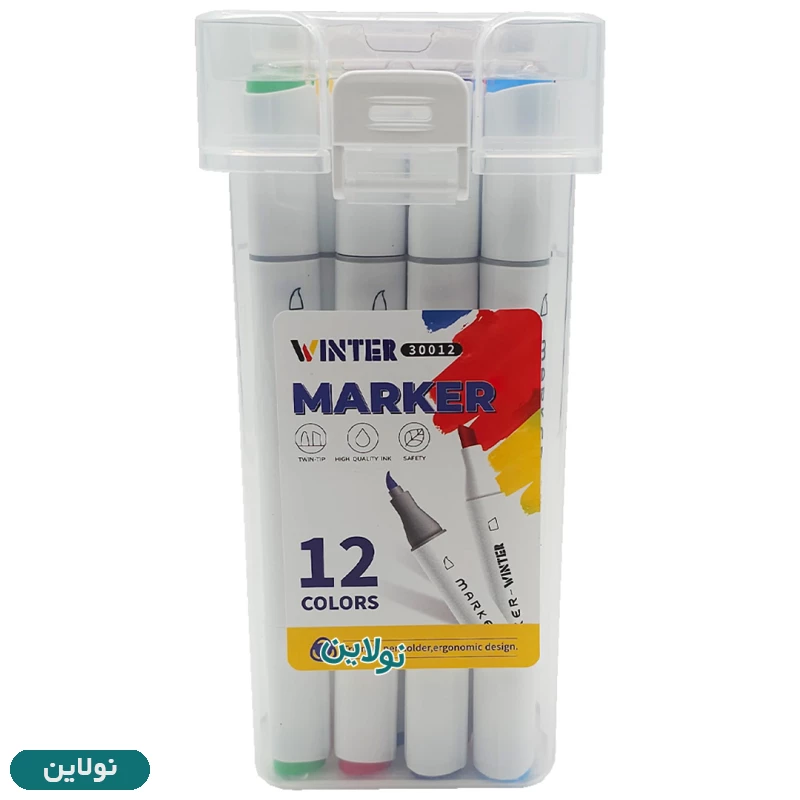 قیمت و خرید ماژیک طراحی مدل مارکر راندو 2 سر 12 رنگ وینتر کد 30012 | نولاین