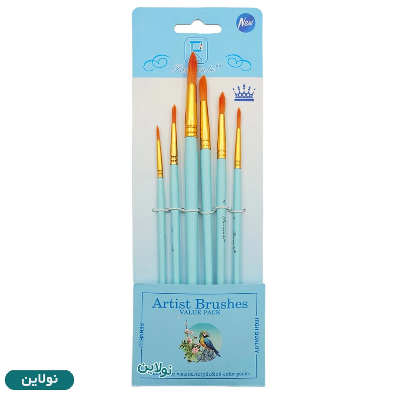 قیمت و خرید ست قلمو 6 عددی سر گرد مدل پاستلی آرتیست Artist Brush | نولاین