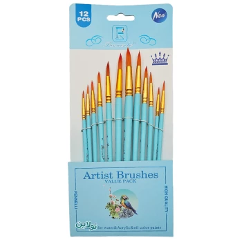 ست قلمو 12 عددی سر گرد مدل پاستلی آرتیست Artist Brush کد HB-810 | نولاین