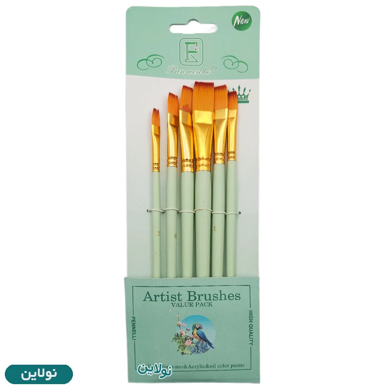 قیمت و خرید ست قلمو 6 عددی سر تخت مدل پاستلی آرتیست Artist Brush | نولاین