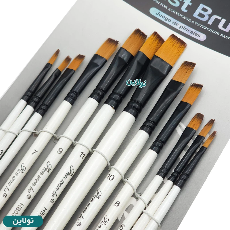 قیمت و خرید ست قلمو 12 عددی سر تخت مدل آرتیست Artist Brush کد HB030-6177 | نولاین