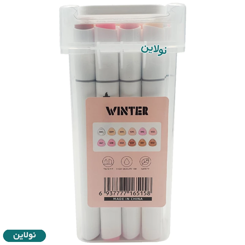 قیمت و خرید ماژیک طراحی مدل مارکر راندو 2 سر 12 رنگ طیف پوست وینتر کد 30012S | نولاین