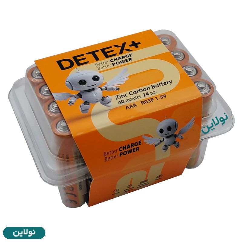 قیمت و خرید باتری نیم قلم دیتکس پلاس مدل Zinc Carboon AAA R03P 1.5v بسته 24 عددی | نولاین