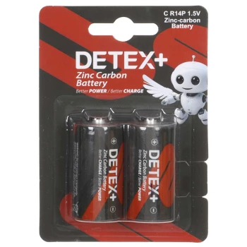 باتری متوسط C دیتکس پلاس مدل Zinc Carbon 9V C R14P بسته 2 عددی | نولاین