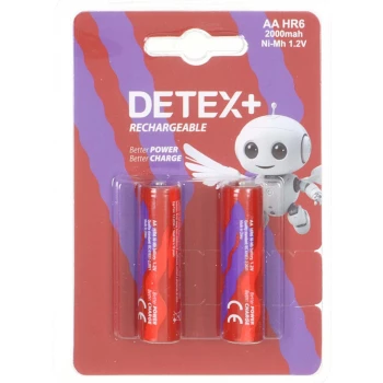 باتری قلم شارژی دیتکس پلاس ظرفیت 2000mha مدل AA HR6 NI-Mh 1.2V بسته 2 عددی | نولاین