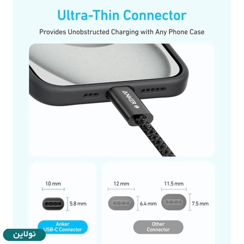 قیمت و خرید کابل شارژ فست type-c به type-c انکر 240W مدل Zolo Cable A8060 | نولاین