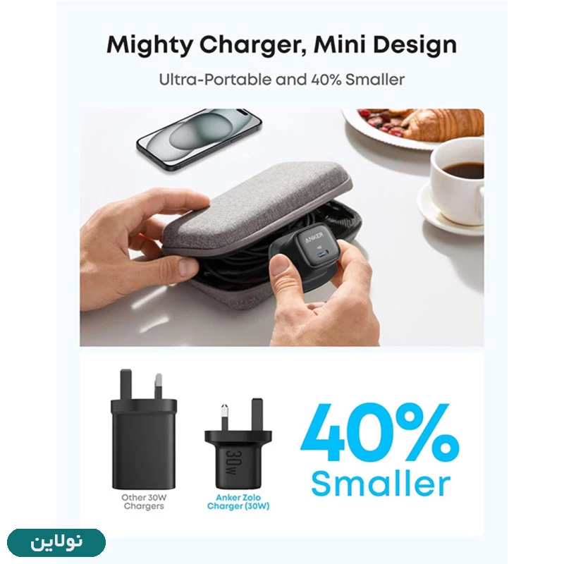 قیمت و خرید شارژر دیواری انکر 30  وات مدل Zolo 30W A26980 | نولاین