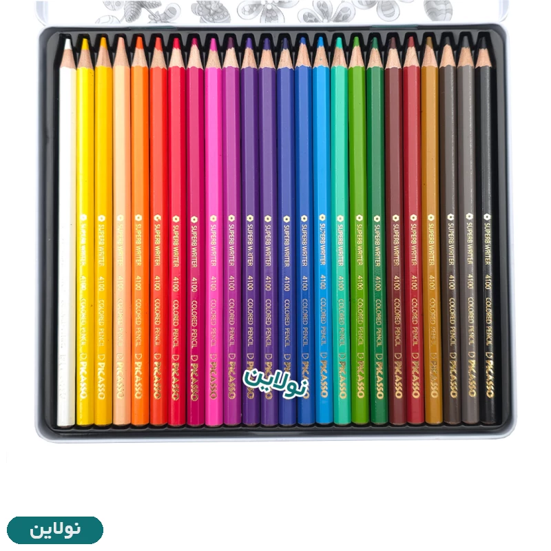 قیمت و خرید مداد رنگی 24 رنگ پیکاسو جعبه فلزی کد GOL24-T | نولاین