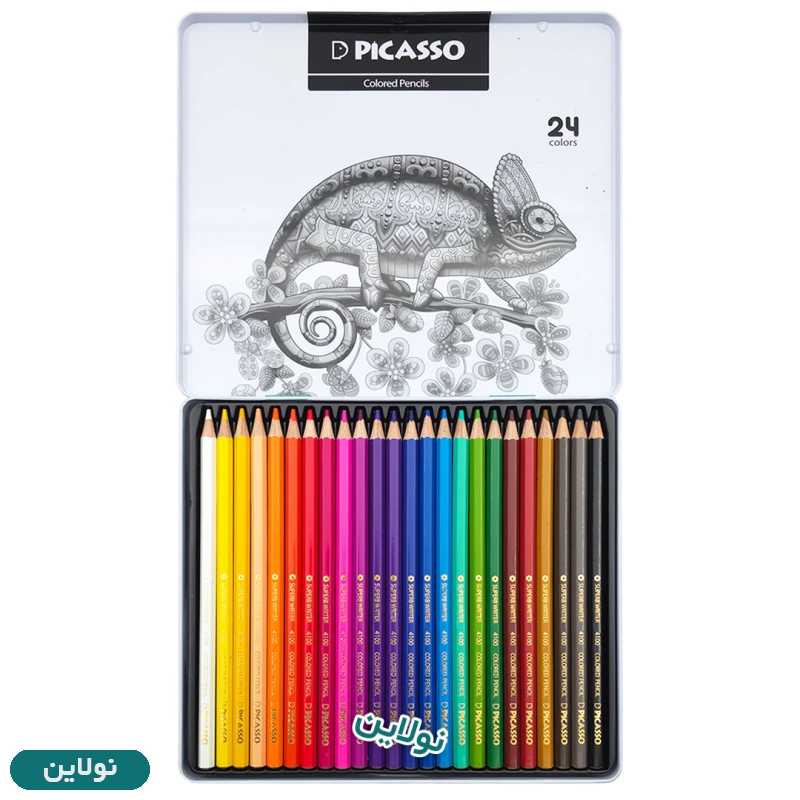 قیمت و خرید مداد رنگی 24 رنگ پیکاسو جعبه فلزی کد GOL24-T | نولاین