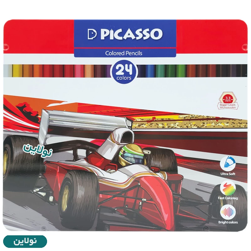 قیمت و خرید مداد رنگی 24 رنگ پیکاسو جعبه فلزی کد GOL24-T | نولاین
