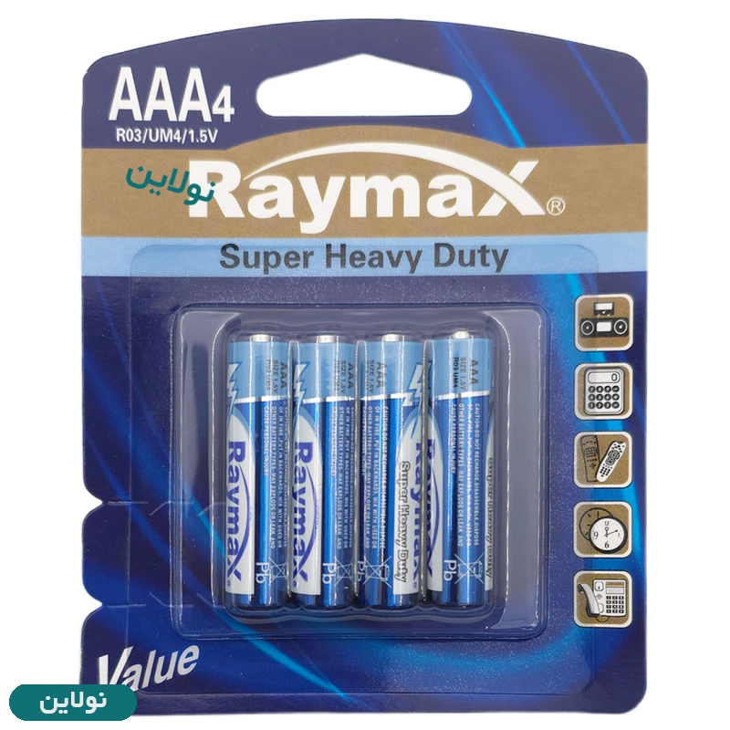 قیمت و خرید باتری نیم قلمی رایمکس بسته 4 عددی Raymax R03 UM3 AAA | نولاین