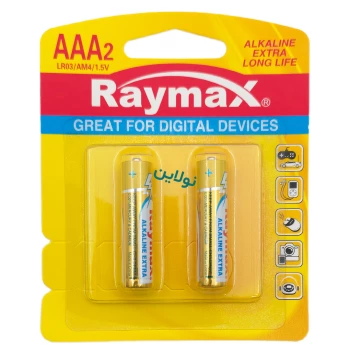 باتری نیم قلمی آلکالاین رایمکس بسته 2 عددی Raymax LR03 AAA | نولاین
