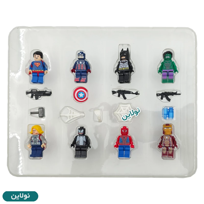 قیمت و خرید ست کالکشن لگو آدمک 8 تایی مارول اونجرز Avengers به همراه سلاح آوا AMT 3257 | نولاین