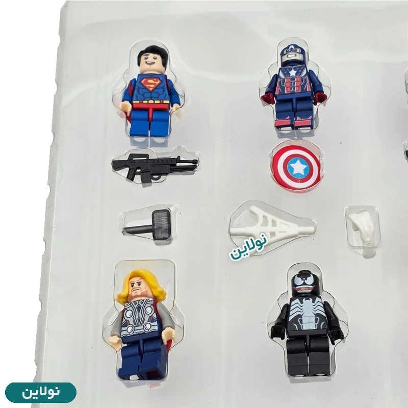 قیمت و خرید ست کالکشن لگو آدمک 8 تایی مارول اونجرز Avengers به همراه سلاح آوا AMT 3257 | نولاین