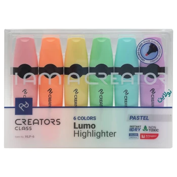 ماژیک علامت زن مدل هایلایتر پاستلی لومو lumo سی کلاس بسته 6 عددی کد HLP-6 | نولاین