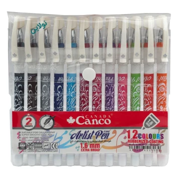 خودکار خوشنویسی کنکو ضخامت 1.6 میلی متری مدل فینو آرتیست بسته 12 رنگ | نولاین