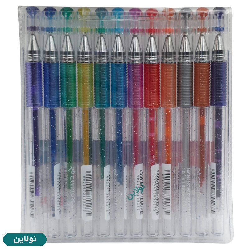 قیمت و خرید خودکار اکلیلی 12 رنگ سی کلاس مدل Gliiter کد PB-GL12 ضخامت 1 میلی متری | نولاین