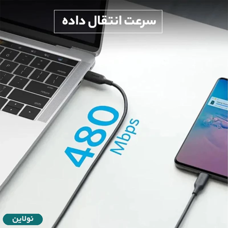 قیمت و خرید کابل شارژ فست type-c به type-c انکر 60W طول 1 متر مدل A8752H11 | نولاین