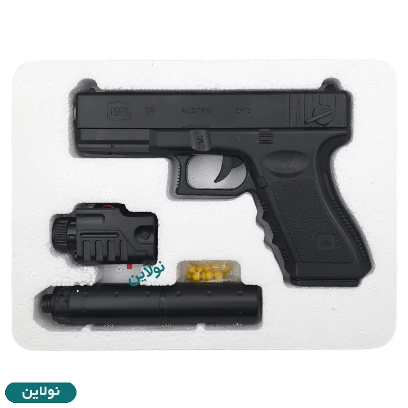 قیمت و خرید تفنگ اسباب بازی مدل کلت لیزر دار P180-2 | نولاین