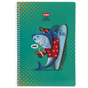 دفتر زبان 2 خط 50 برگ سیمی کلیپس Clips طرح کوسه Shark کد 0520 | نولاین