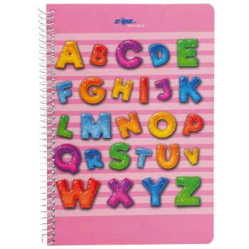 دفتر زبان 2 خط 50 برگ سیمی کلیپس Clips طرح حروف الفبا 3 کد 0520 | نولاین