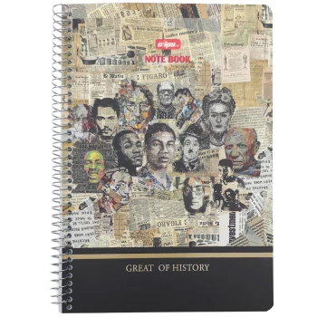 دفتر زبان 2 خط 50 برگ سیمی کلیپس Clips طرح gratest of history کد 0520 | نولاین