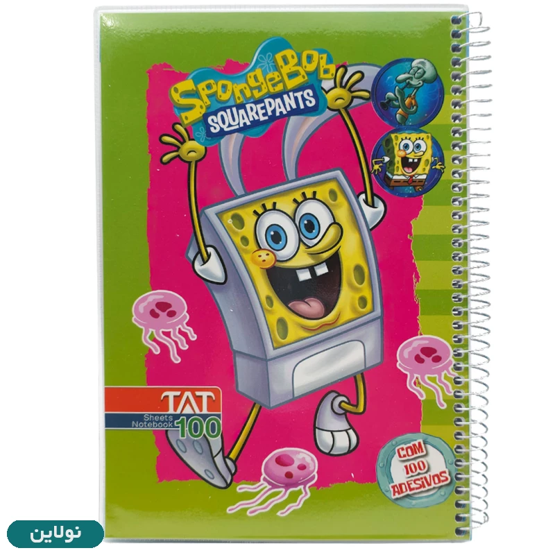 قیمت و خرید دفتر مشق تک خط 100 برگ مجلد تات TAT طرح باب اسفنجی Sponge Bob | نولاین