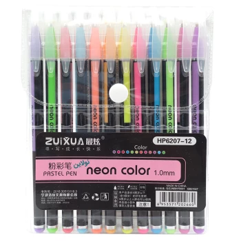 خودکار 12 رنگ پاستلی Zuixua ضخامت 1 میلی متری مدل neon pastel pen کد HP6207-12 | نولاین