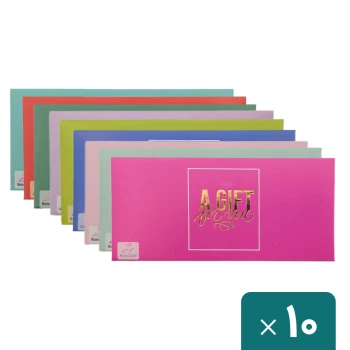 پاکت هدیه پول رنگی طلاکوب بسته 10 عددی رز کارت Rose card | نولاین