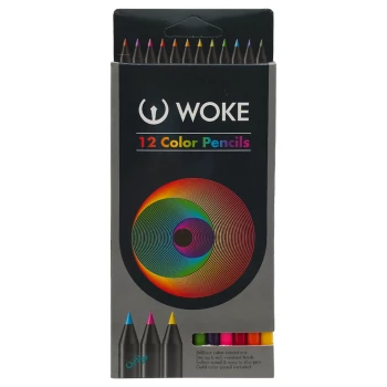 مداد رنگی 12 رنگ چوب مشکی ووک Woke کد 12-9501 | نولاین