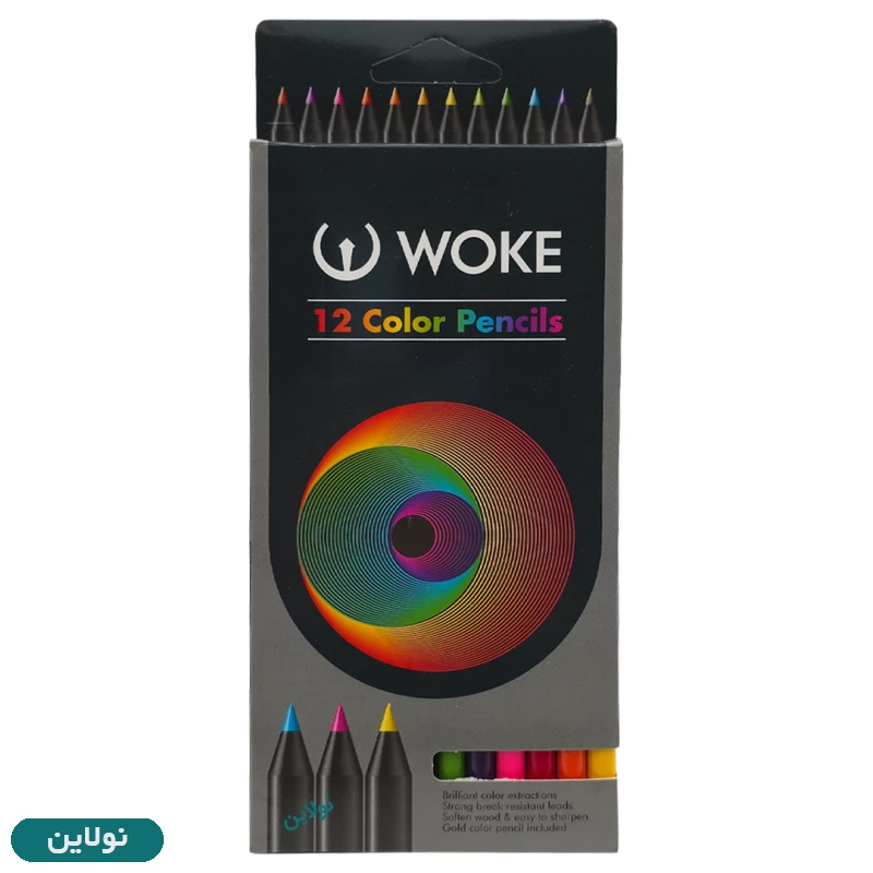 قیمت و خرید مداد رنگی 12 رنگ چوب مشکی ووک Woke کد 12-9501 | نولاین
