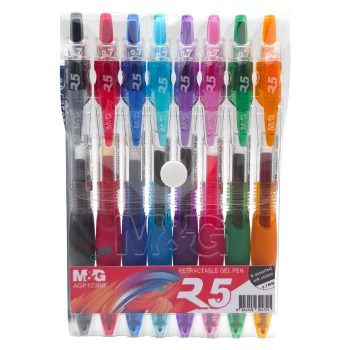 خودکار ژله ای فشاری ام اند جی ضخامت 0.7 میلی متری مدل R.5 بسته 8 رنگی کد AGP123R8 | نولاین
