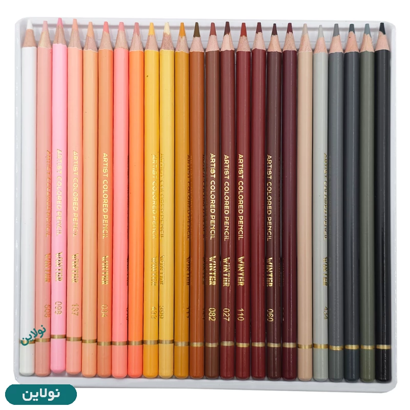 قیمت و خرید مداد رنگی 24 رنگ طیف پوست روشن و تیره وینتر جعبه مقوایی کد cp-1124s winter | نولاین