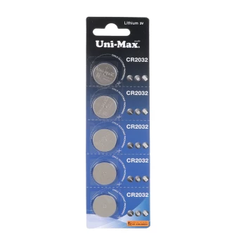 باتری سکه ای یونی مکس مدل CR2032 بسته 5 عددی Uni max | نولاین