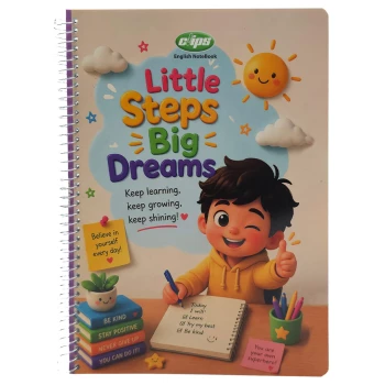 دفتر زبان 2 خط 50 برگ سیمی کلیپس Clips طرح Little steps Big dreams کد 0520 | نولاین