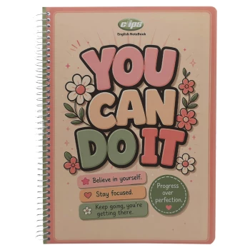 دفتر زبان 2 خط 50 برگ سیمی کلیپس Clips طرح You can Do it کد 0520 | نولاین